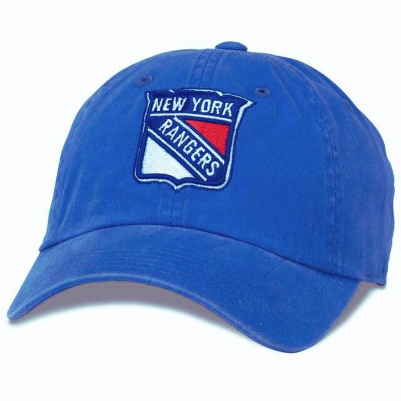 AMERICAN NEEDLE New Raglan Officially Licensed NHL Team Adjustable Hat, New York Rangers, Faded Blue (36672A-NYR) - Image 1